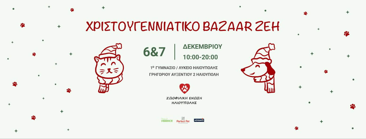 Χριστουγεννιάτικο Bazaar Από Τη Ζωοφιλική Ένωση Ηλιούπολης Στις 6 & 7 Δεκεμβρίου